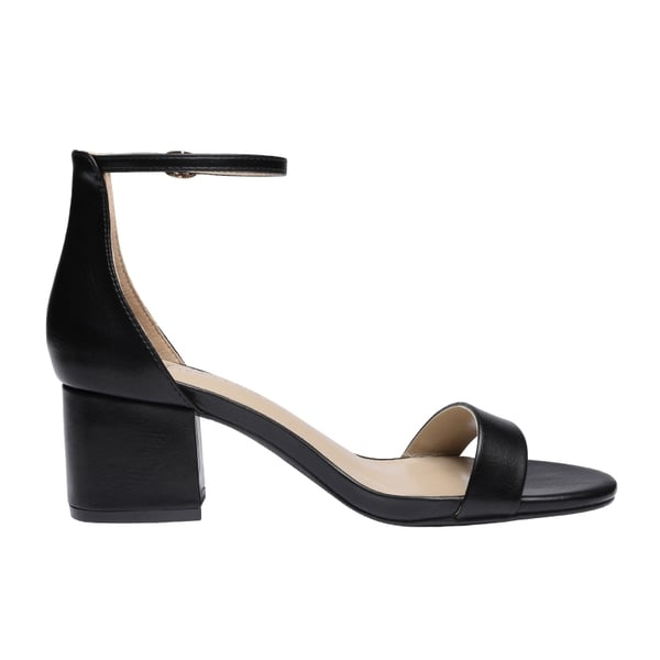 Chunky Low Heel Pump Sandals - BLACK PU - 2
